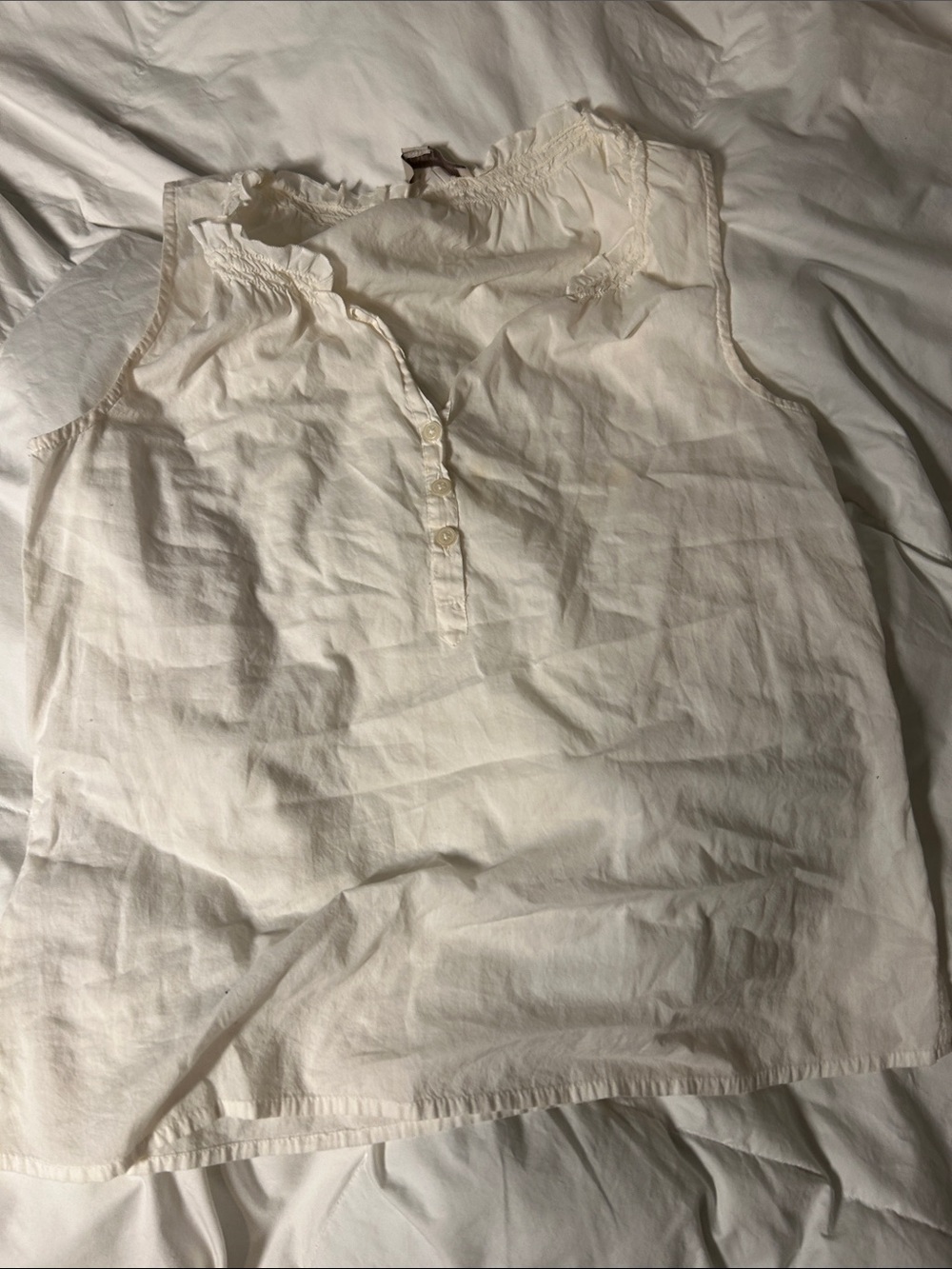 LOFT Cream Sleeveless Henley Top - Petites
